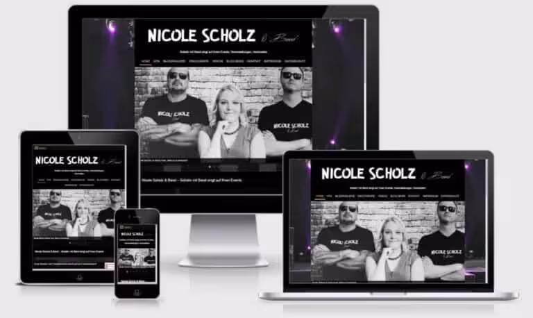 Nicole Scholz und Band Wordpress Webdesign mit Responsive für mobile Benutzerfreudlichkeit