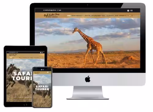 Responsive WordPress-Webseite mit Giraffe im Safari-Thema, für Bergisches Land.