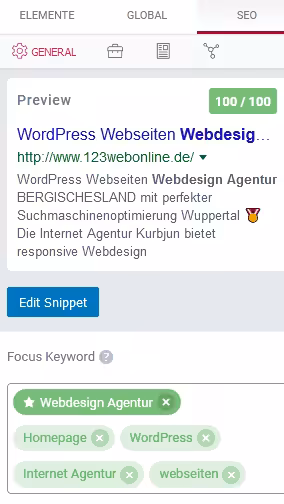 SEO-Google- Elementor WordPress Webseiten Webdesign Agentur mit Suchmaschinenoptimierung